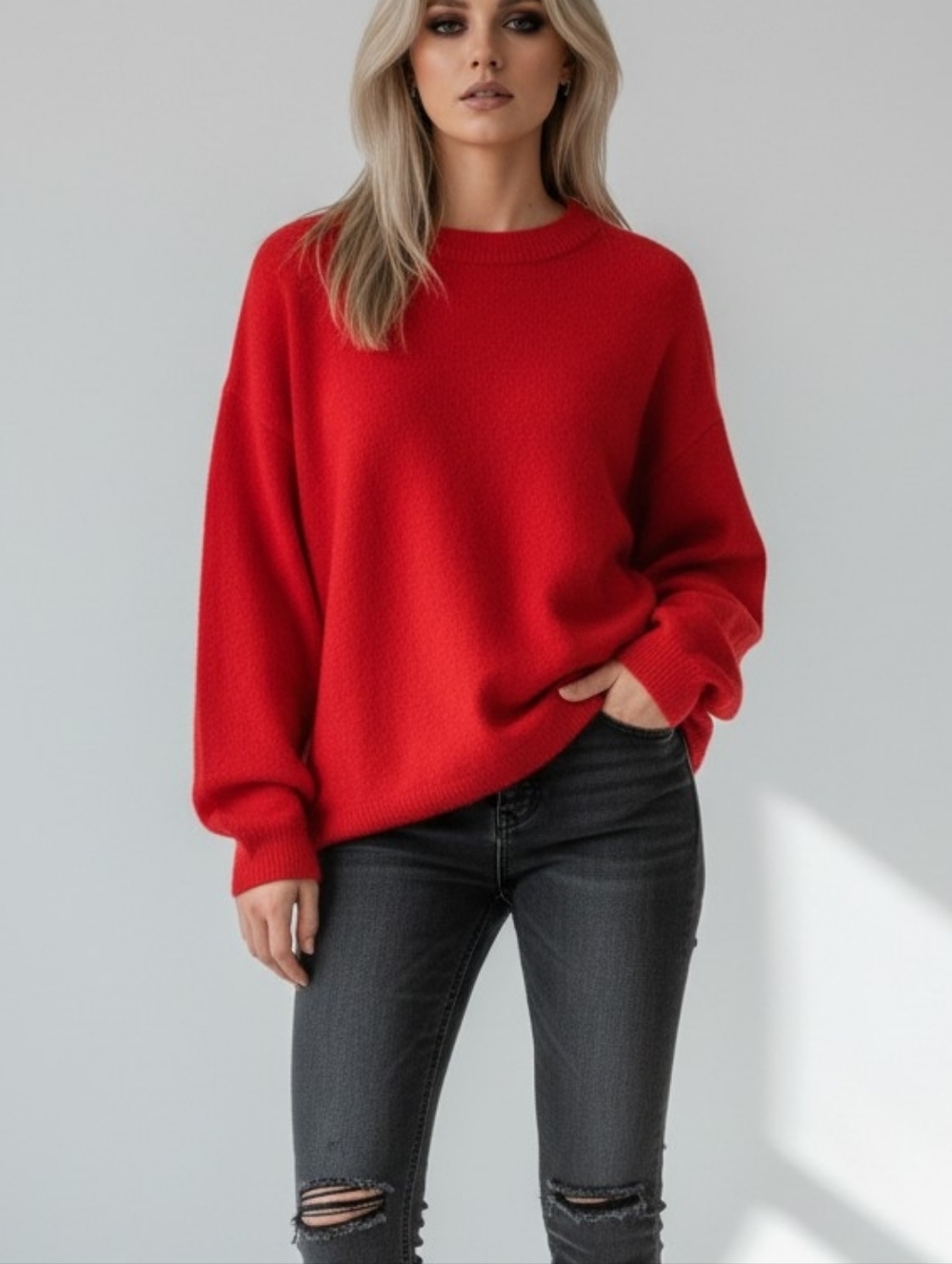 H&M Bright Red Crewneck Sweater
